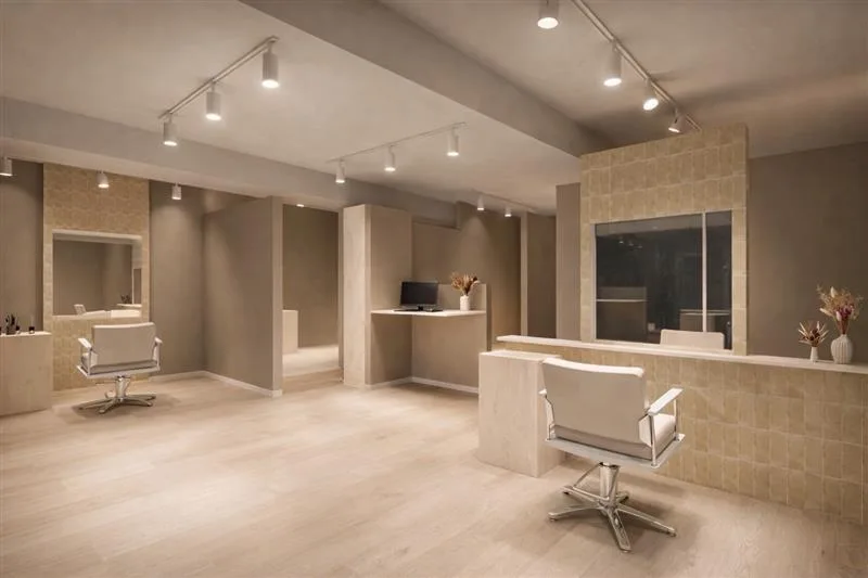 白を基調としたKoa hairの店内全景